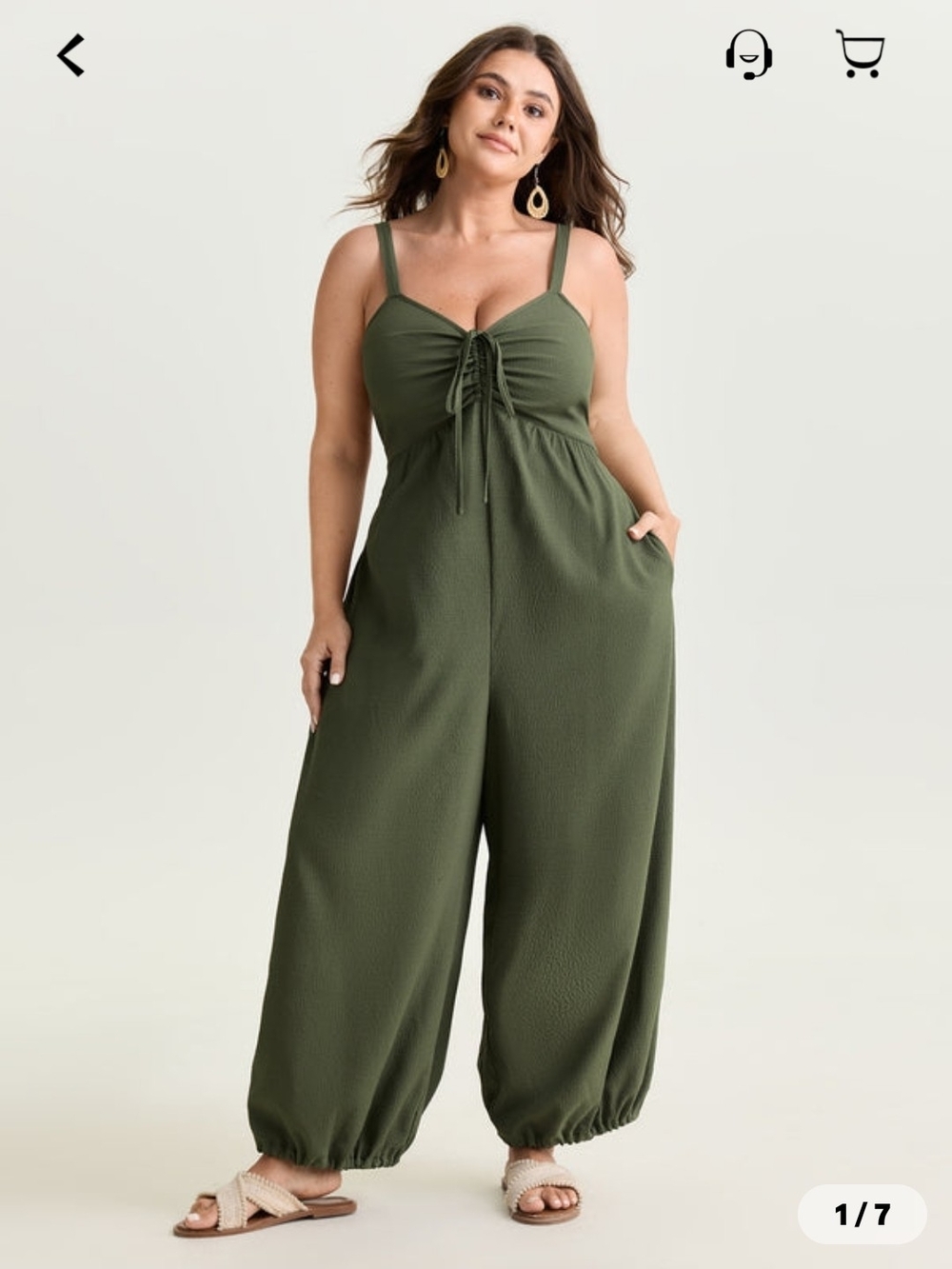 BloomChic Olive Green Tie-Front Wide-Leg Jumpsuit